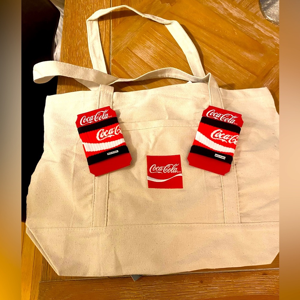 BNWT Coca-Cola Classic Canvas Tote Bag with base drink sleeves combo!!!